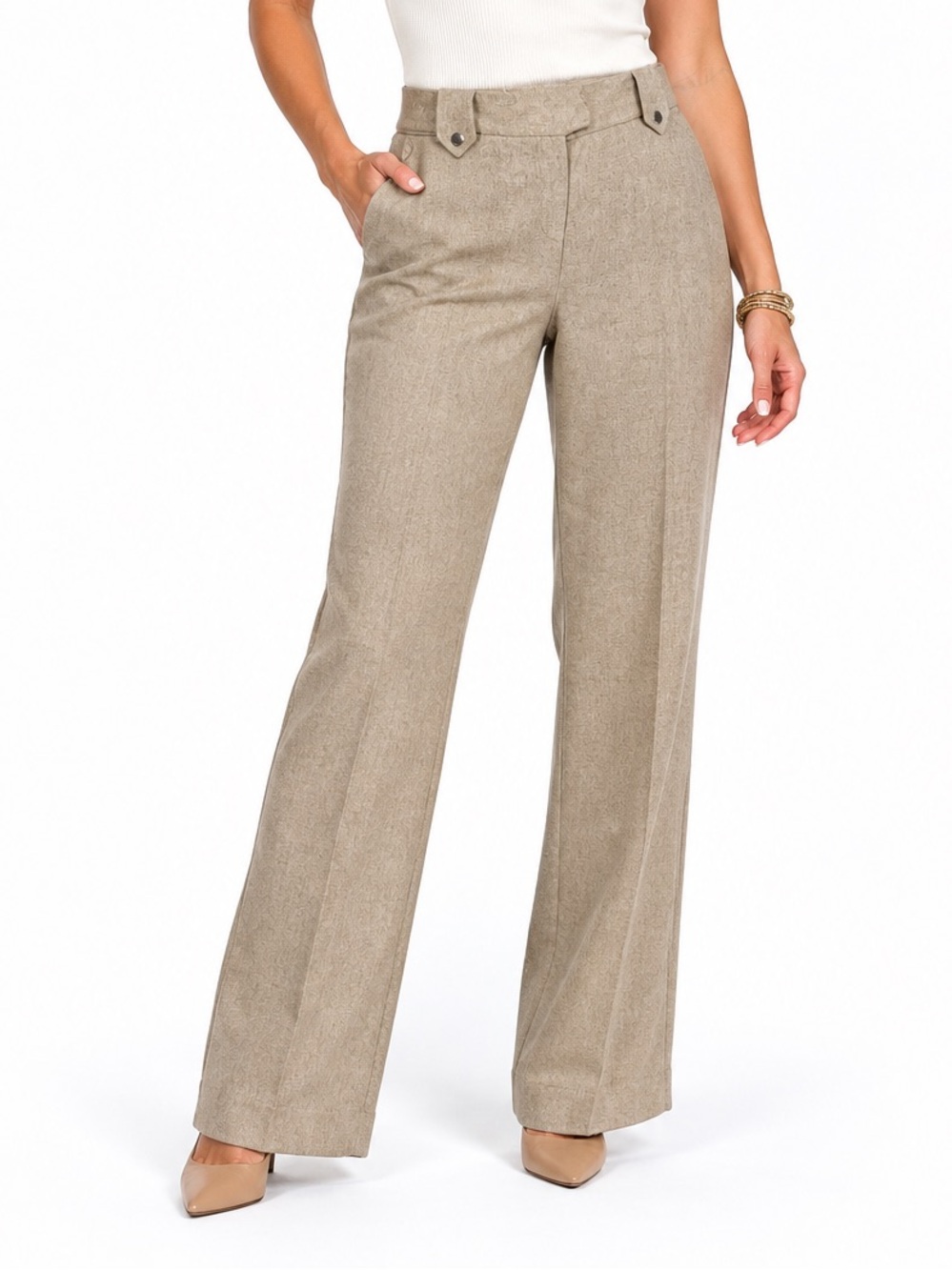 Boston Proper Wool Blend Tailored Trousers Pants Size 8 Beige Tan NWT